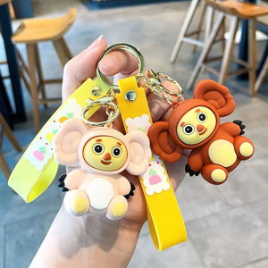 Wholesale Custom Big Ear Monkey Keychain Russian Cheburashka Small Gift Hanging Key Chain Monkey Doll Backpack Car Pendant