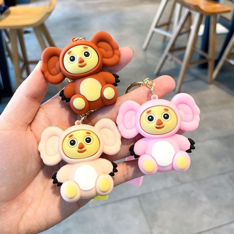 Wholesale Custom Big Ear Monkey Keychain Russian Cheburashka Small Gift Hanging Key Chain Monkey Doll Backpack Car Pendant