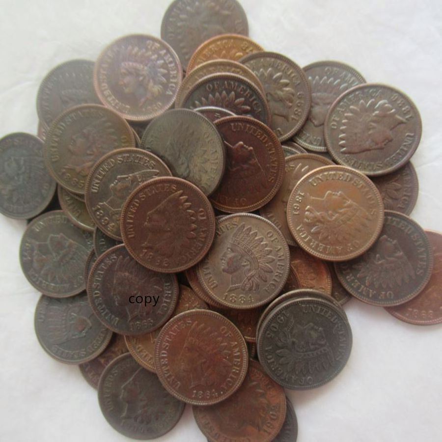 Wholesale 1 cent 53 different vintage models optional from 1877 Indian Head Cent Copper Copy USA Coin Custom Metal Coins