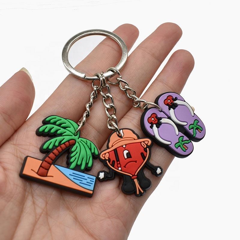 Wholesale Custom logo key chain bad bunny soft plastic eco pvc croc charms keychain