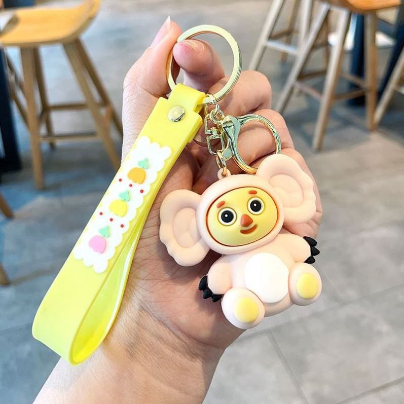 Wholesale Custom Big Ear Monkey Keychain Russian Cheburashka Small Gift Hanging Key Chain Monkey Doll Backpack Car Pendant