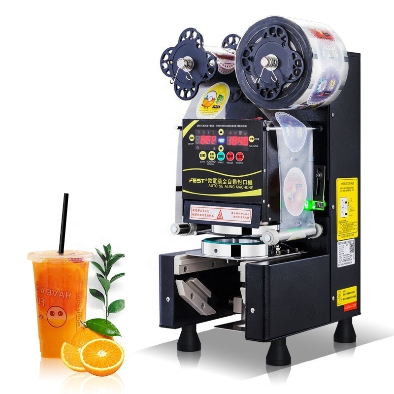 Automatic milk boba tea coffee cup sealer sealing machine for tea shop equipment 90/95mm plastic paper cups