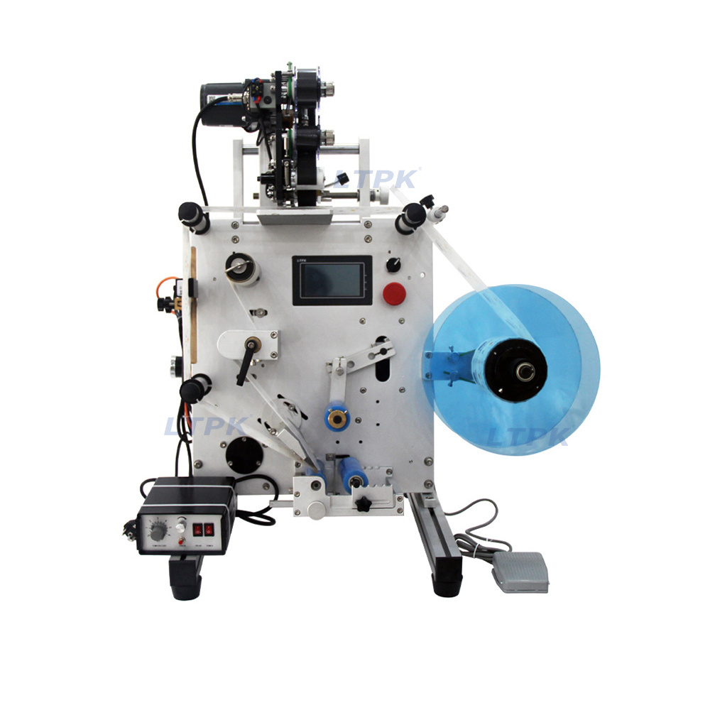 Semi automatic labeler Round Plastic water wine beer cans tube vial pet glass bottle labeling machine