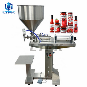 Vertical pneumatic thick liquid filling machine for detergent soap shampoo cosmetics cream jars bottles cans tubes filler