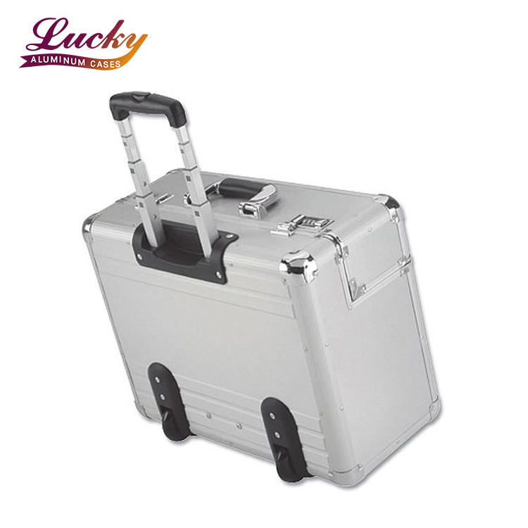 shockproof Waterproof Custom size Logo silvery aluminum pilot trolley case