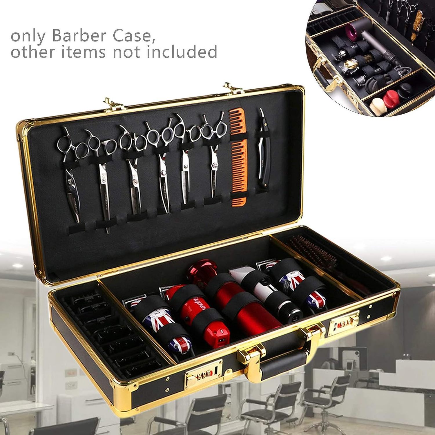 Professional Barber Case Beauty Salon Tool Kits Storage Travel Carry Case Hairdresser for Clippers Scissors Aluminum Case