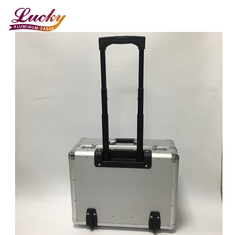 shockproof Waterproof Custom size Logo silvery aluminum pilot trolley case