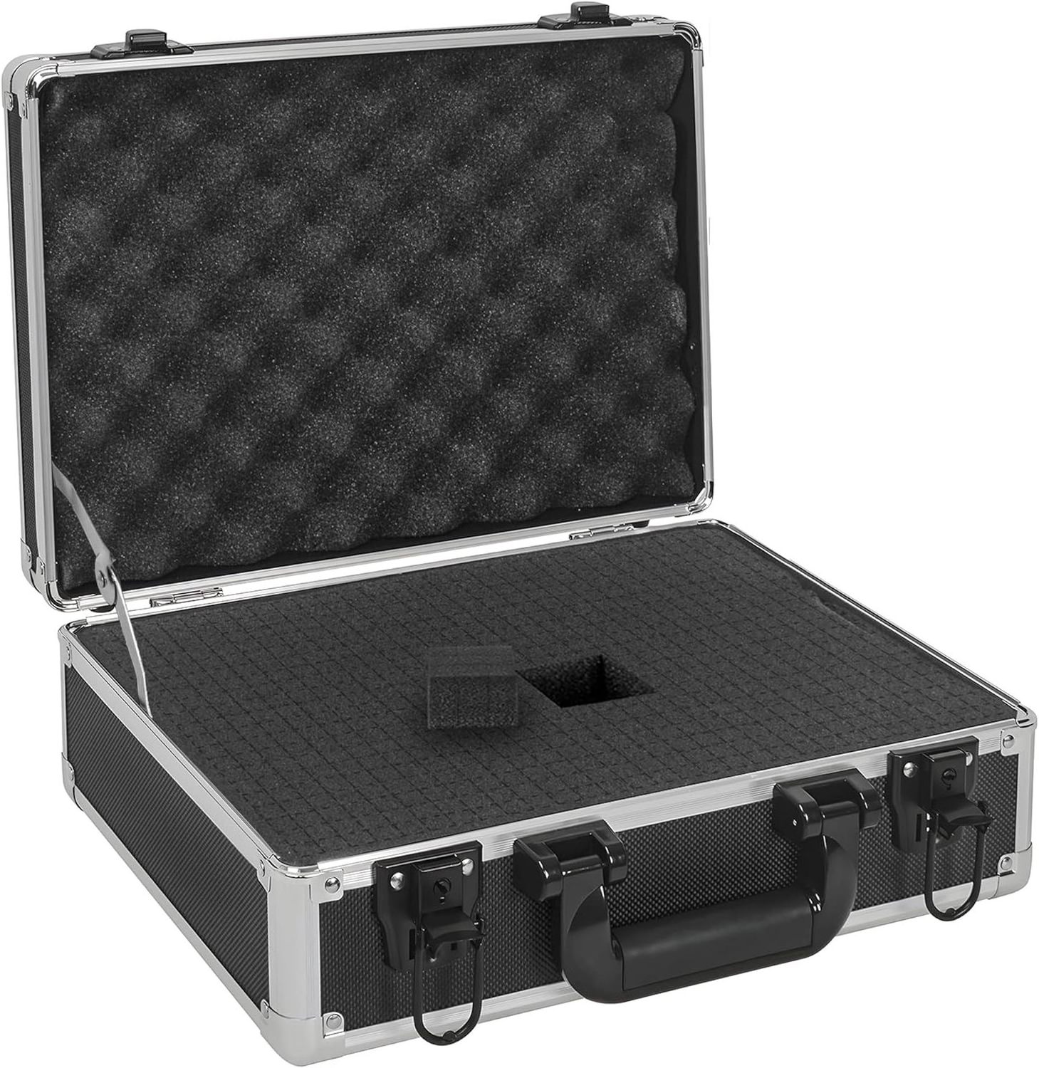 Professional Aluminum Microphone Case with Camera Gear Ideal for Wireless Mic System Storage Customizable Pre-Diced Foam Case