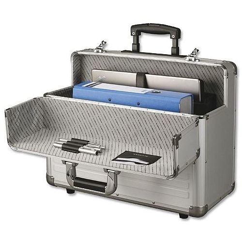 shockproof Waterproof Custom size Logo silvery aluminum pilot trolley case