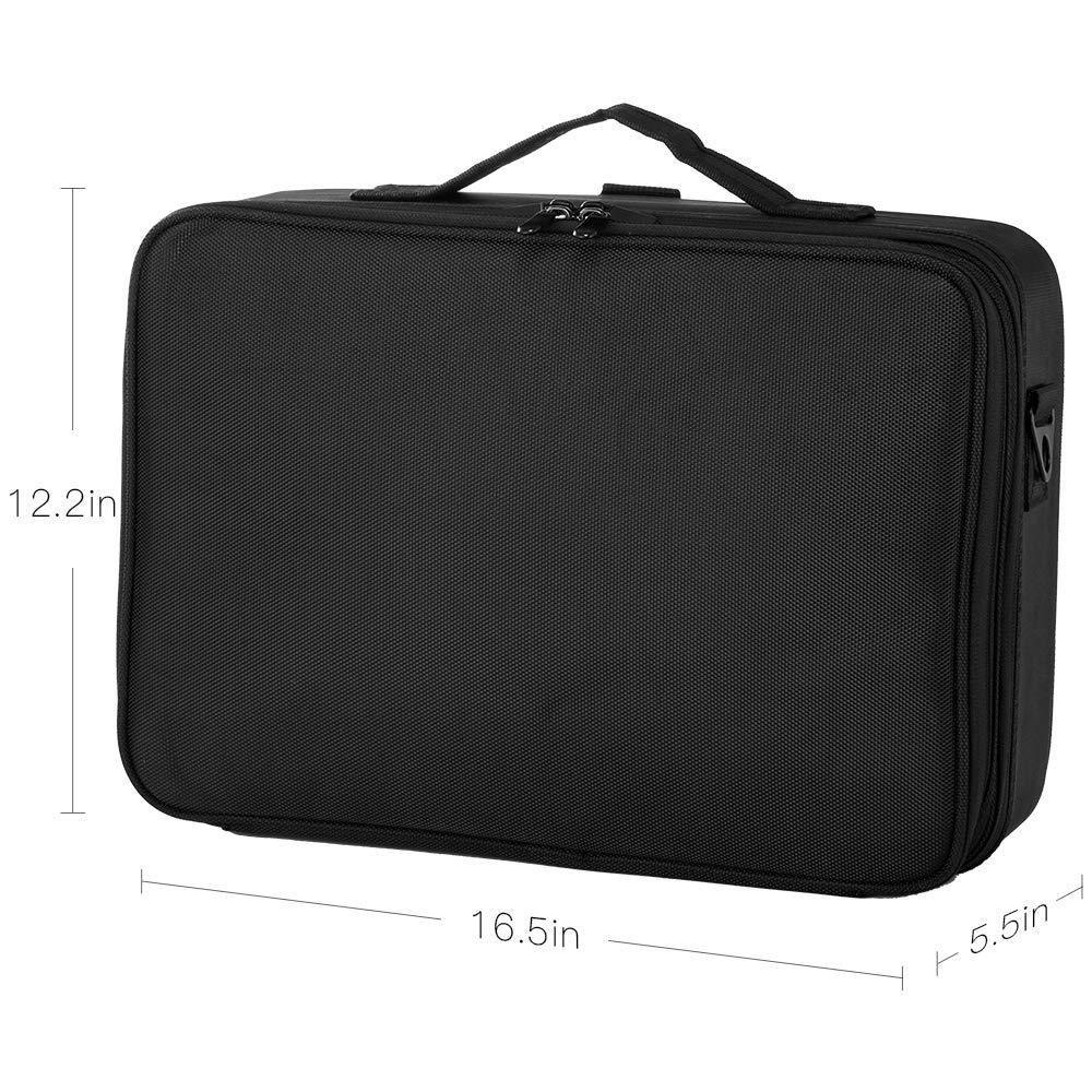 Large Makeup Case 3 Layers Makeup Bag Organizer Waterproof Travel Cosmetic Case Box Portable Train Cases for Cosmetics Black