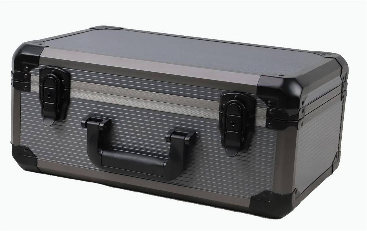 All Black Aluminum Portable Customized case with Pick&Pluck foam Insert special style corner