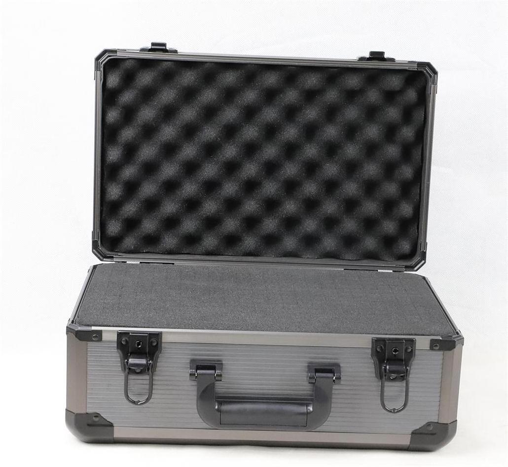 All Black Aluminum Portable Customized case with Pick&Pluck foam Insert special style corner