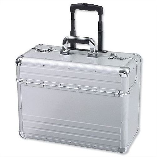 shockproof Waterproof Custom size Logo silvery aluminum pilot trolley case