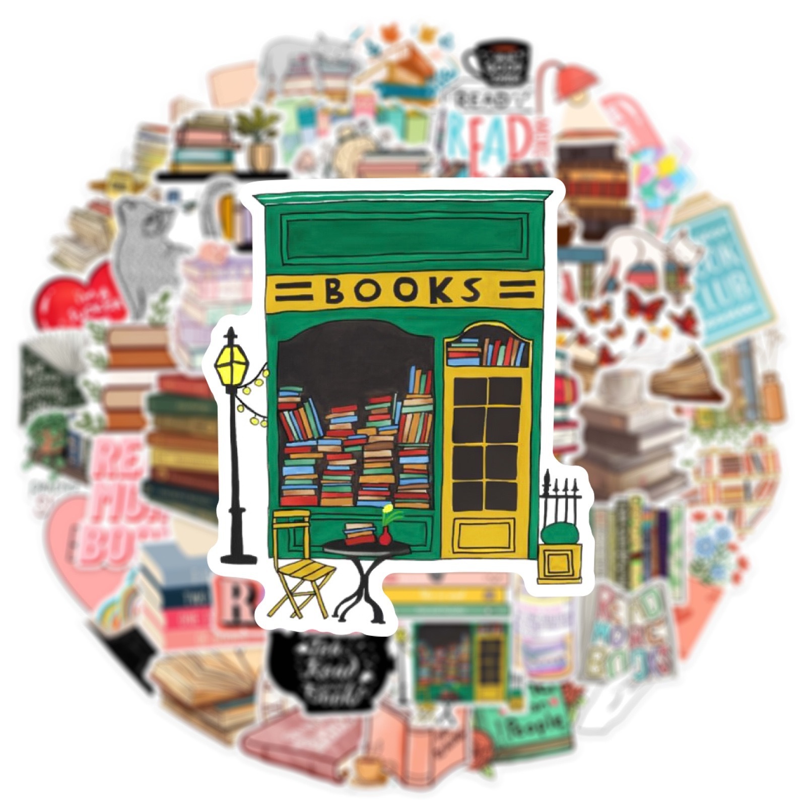 50Pcs New Book Reading Bookstore Graffiti Sticker For Bottle Notebook Vinyl PVC Library Books Decor Stickers