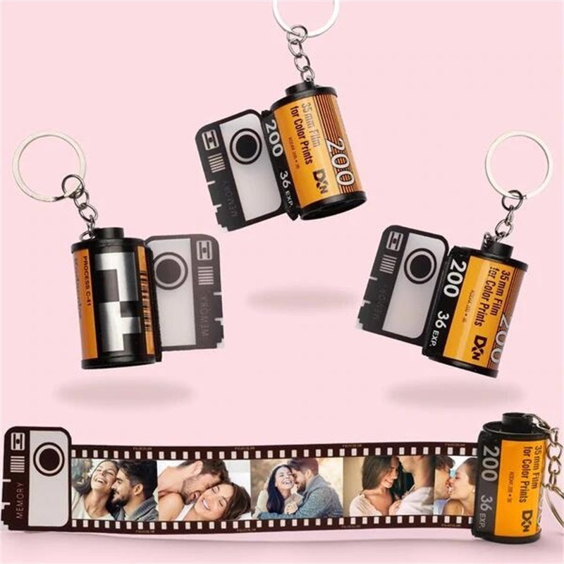 Personalized Film Keychain Anniversary Gifts Sub-transfer Photos Camera Film Roll Keychain PET Acrylic Keychain