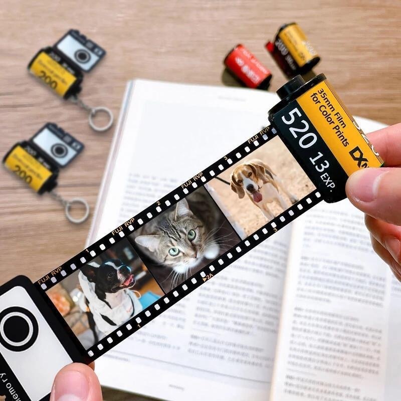 Personalized Film Keychain Anniversary Gifts Sub-transfer Photos Camera Film Roll Keychain PET Acrylic Keychain