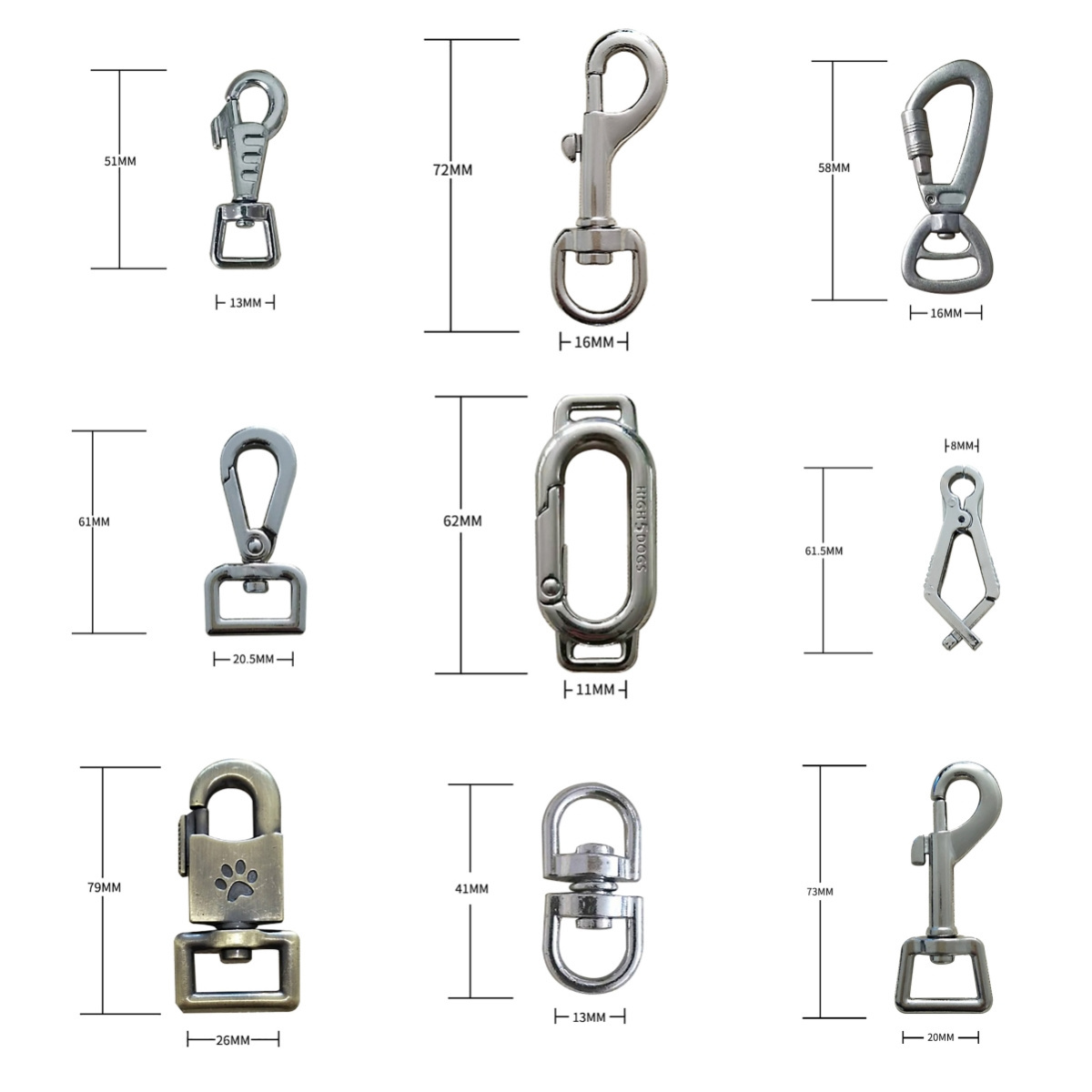 manufactory 3/8 swivel snap multi-function durable metal snap hook dog hook for garment for bag