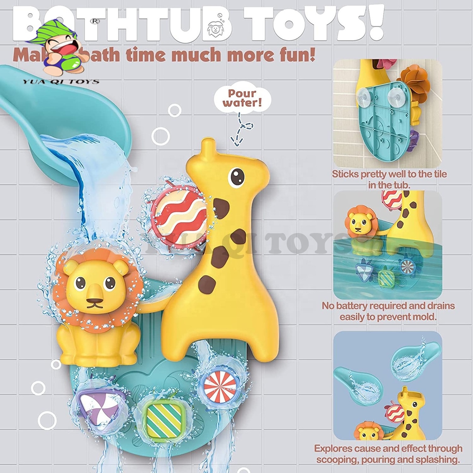 YQ Children's Bath Toy Bathroom Cartoon Sprinkler Bathtub Toy For Kids