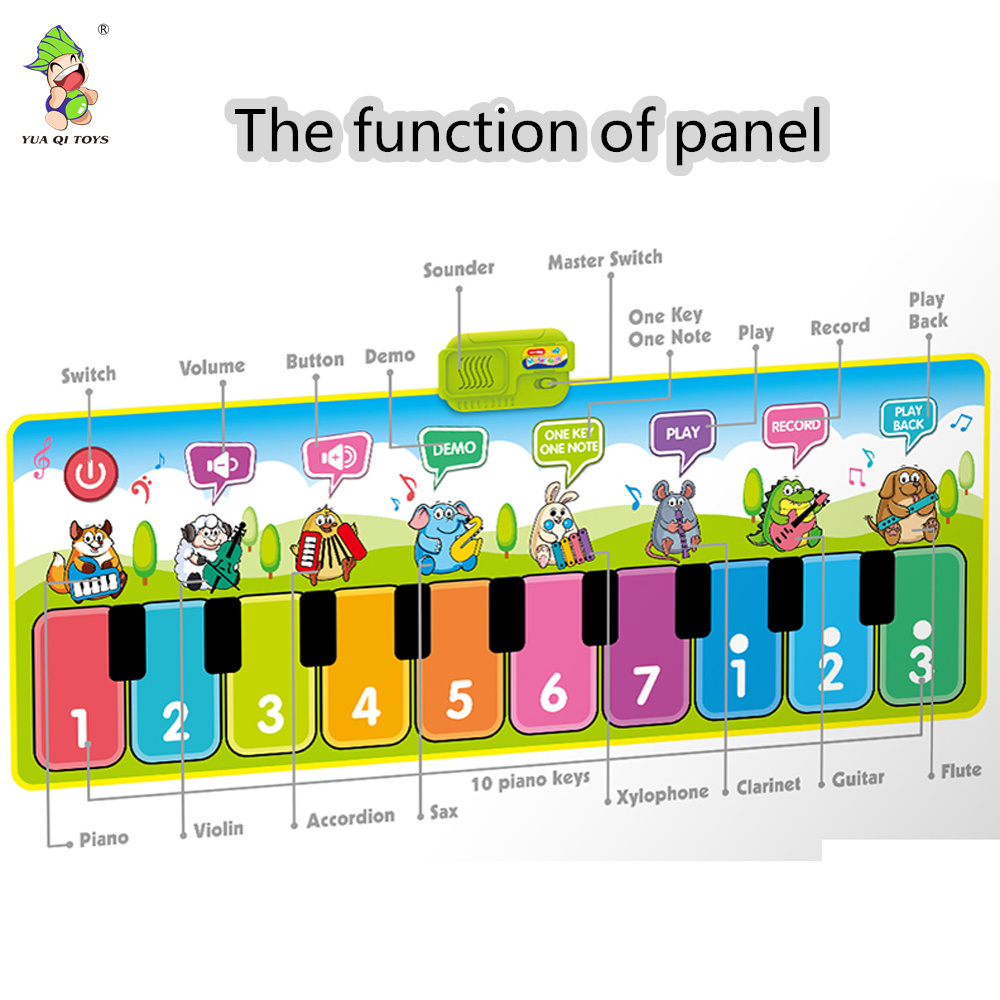 Musical Piano Mat19 Keys Keyboard Play Mat Children Foot Touch Play Portable Musical Blanket Build-in Speaker 51.2'' X18.9''