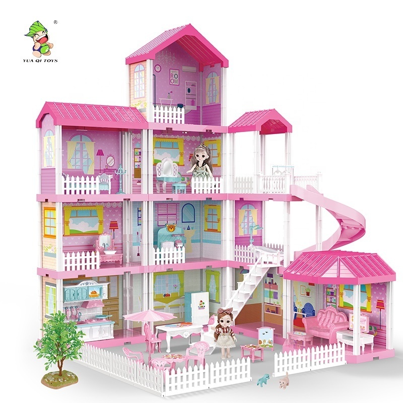 Luxury DIY Pretend Play House Furniture Toys Princess Castle Villa Toy Big doll's house for Girl Gifts