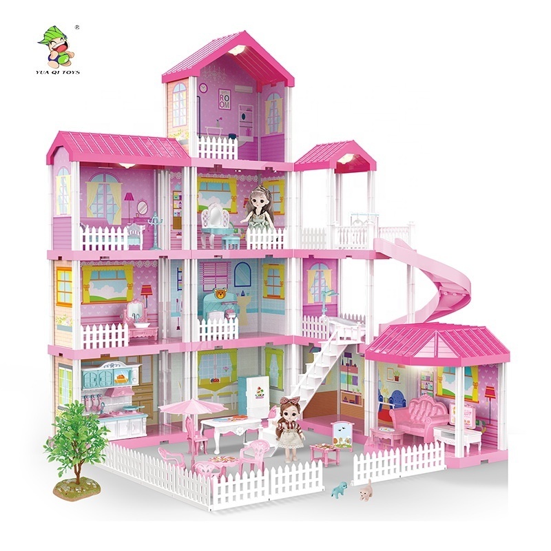 Luxury DIY Pretend Play House Furniture Toys Princess Castle Villa Toy Big doll's house for Girl Gifts