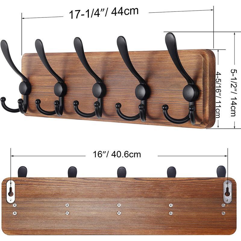 Factory Outlet Wooden Coat Rack Clothes Hanger Hooks Living Room Wall Rack