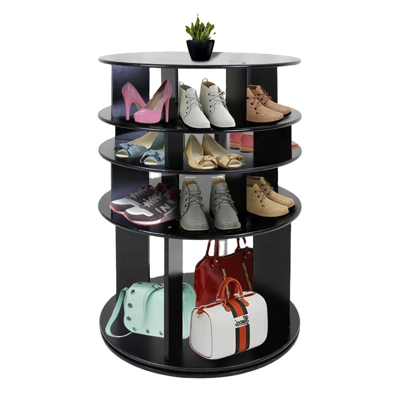 360 degree  customized shop mall and home  space saving rotating wooden cabinet shoe rack manufacture from China CNLF