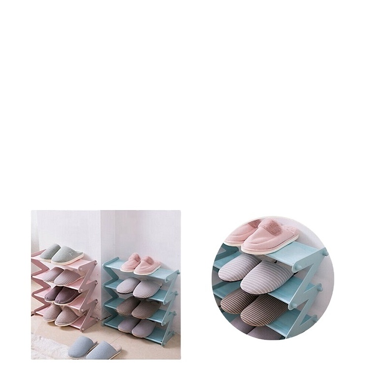 Hot Z-shaped Mini Designs Stand Shelf Organizer Holder 4 Tiers Non-woven Fabric Layer Metal Iron Shoes Storage Rack CNLF