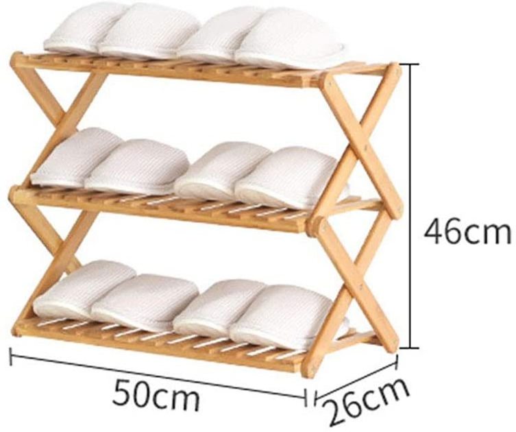 Combohome 3 Tier Multifunctional Folding Bamboo Shoe Rack Shoe Storage Stand