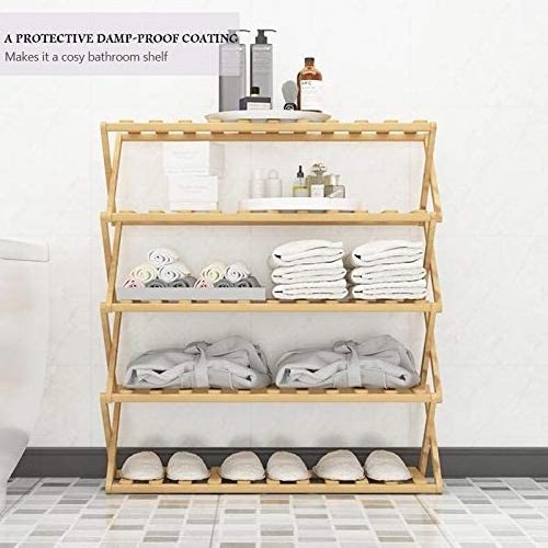 Modern Bamboo Wood 4 tier Shoe Rack Organizer for Small Spaces