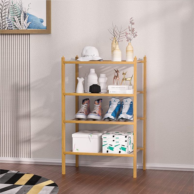 FF279 Home Multi-layer Shoe Storage Holders Entryway Hallway Living Room Organizer Free Installation Foldable Bamboo Shoe Rack