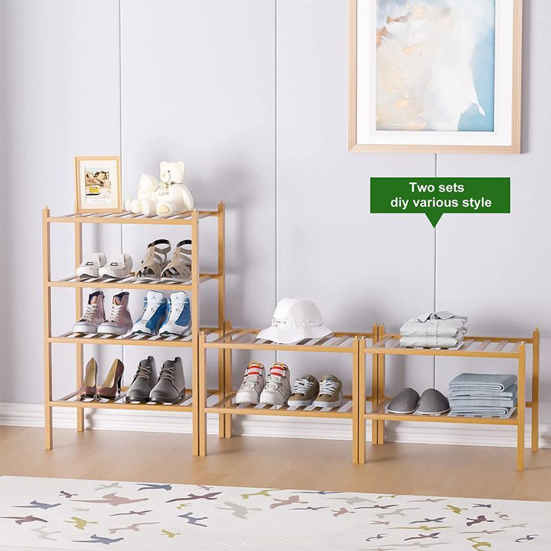 FF279 Home Multi-layer Shoe Storage Holders Entryway Hallway Living Room Organizer Free Installation Foldable Bamboo Shoe Rack