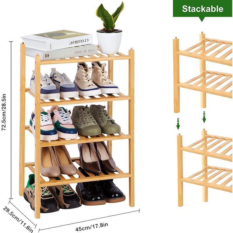 FF279 Home Multi-layer Shoe Storage Holders Entryway Hallway Living Room Organizer Free Installation Foldable Bamboo Shoe Rack