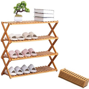 CNLF top 3 tier customized Portable no assembly Foldable designs amazing living wooden bamboo Panel shoe racks for home