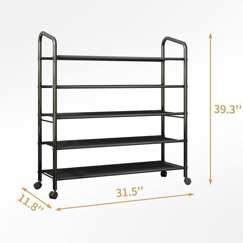 Manufacture Metal Storage Shoe Rack 7 Tiers Boots Sneakers Shelf Storage Furniture Shoe Holder with Organizer Pocket