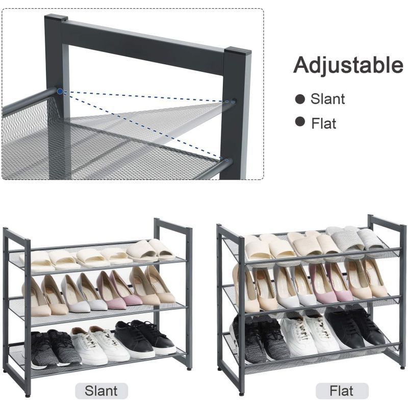 Metal Shoe Rack Stand Wholesale 4 Tiers Hot Selling Wire Iron Mesh Shoes Racks Cabinet Free Standing Adjustable Shoe Organizer