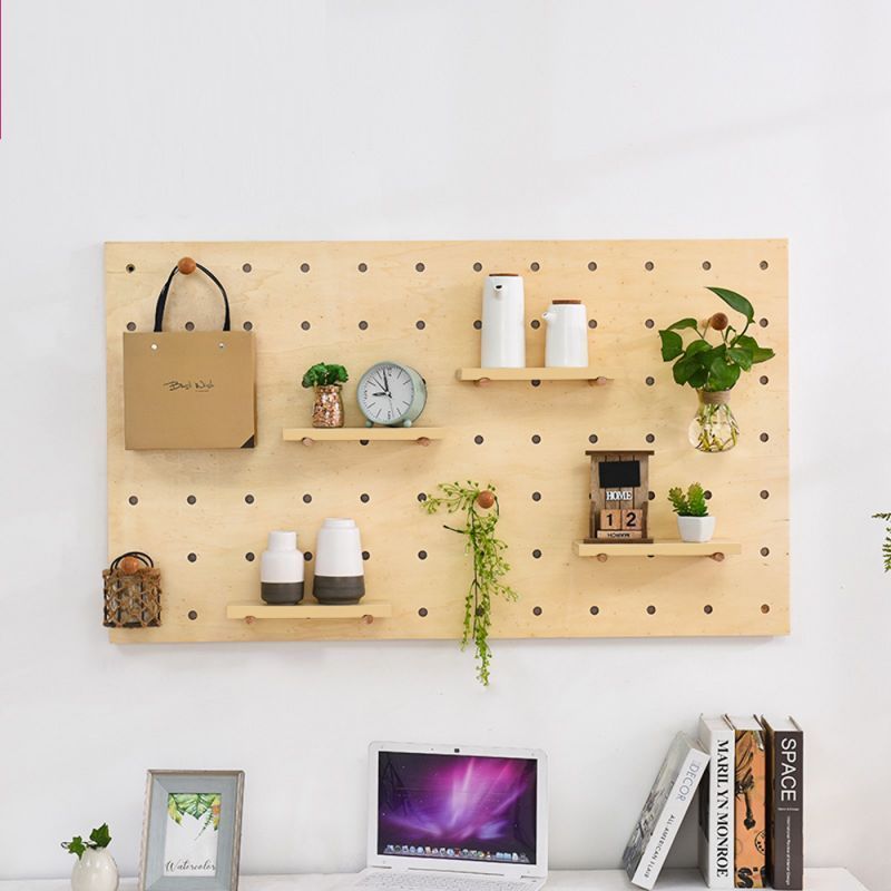 Wall Mounted Shop wall display Storage organizer Plywood peg board wall wooden pegboard with shelves