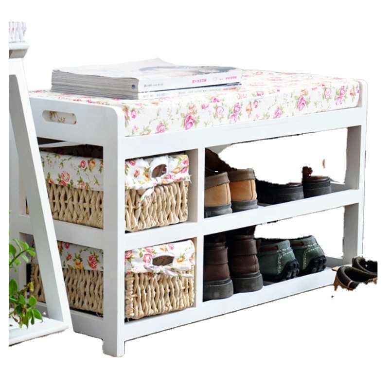 Factory High Quality Wholesale Wedding Bench Wicker Design Modern Shoe Cabinet Shoe Rack Bench With Seat