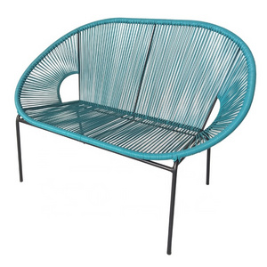 Outdoor Patio Wicker Metal Stackable Modern Acapulco Loveseat Egg Rattan Chair