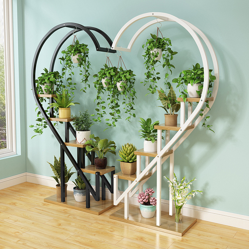 Heart Shape Balcony Flower Rack 75cm Outdoor Decoration Garden Plant Stand, Plant Hanger With Stand for Wedding Decoration