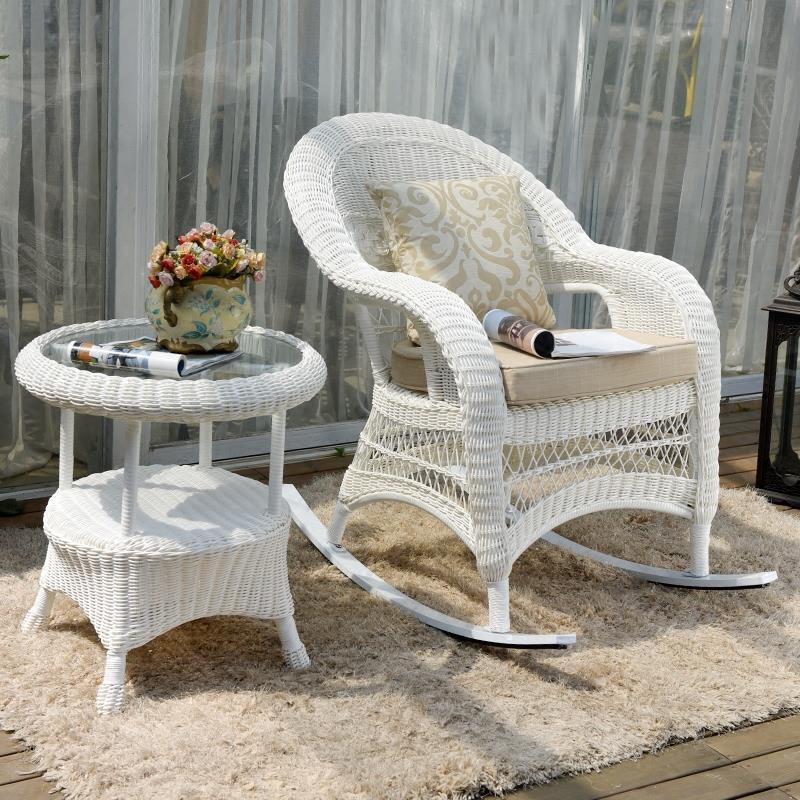 Solid Wood Rocking Chair Hot Style Natural in Living Room/outdoor Leisure Chair Modern White  Provide