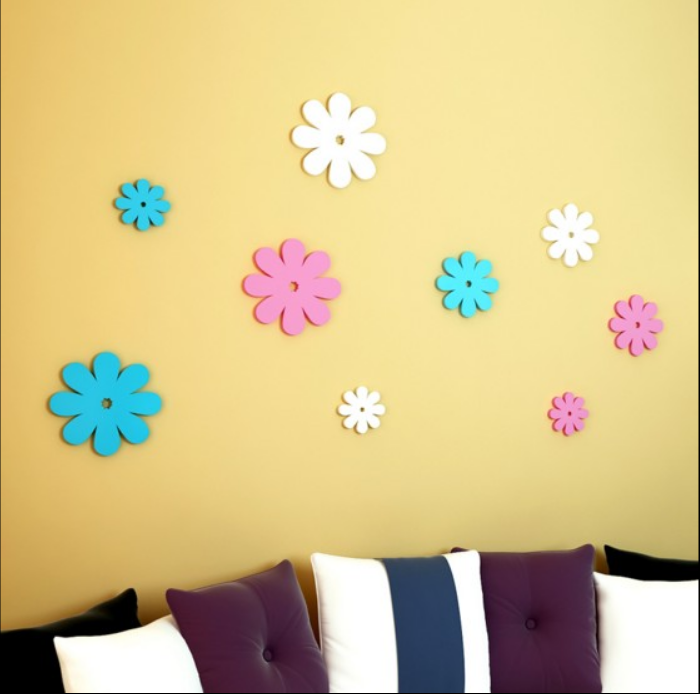 Modern Design Home Decoration 3D Wall Decal in Interior Free UV Printing Wall Stickers Black Flowers Accept Customized Logo MDF