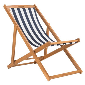 High quality outdoor leisure foldable wooden beach chair without pillow