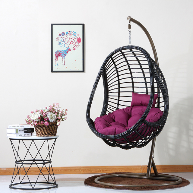 Rattan single courtyard outdoor swing hanging chair wicker hand-woven living room hammock