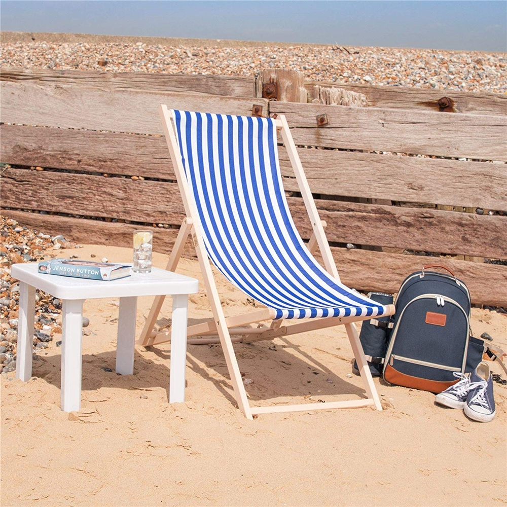 Outdoor Wooden Foldable Chair 100% Cotton Canvas Sunbed Classic Beech Multicolor Perfect wooden canvas Beach Chair