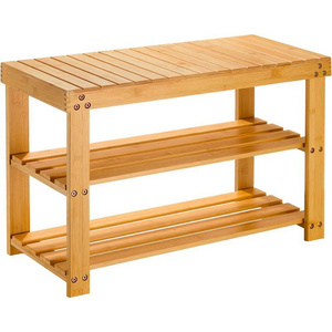 Entryway Organizing Shelf Bamboo Shoes Rack Bench With Storage Drawer