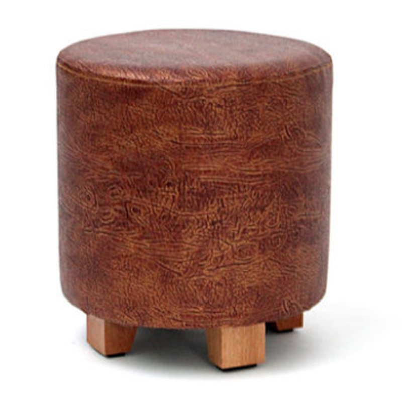 New Round Solid Wood Leather Stool Home Furniture Living Room Furniture Home Stool & Ottoman Modern Wooden in The Living Room