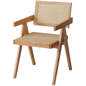 Cafe Chair Modern Nordic solid wood woven wicker dining chair Rattan Home furniture Home Scandinavian wood chair