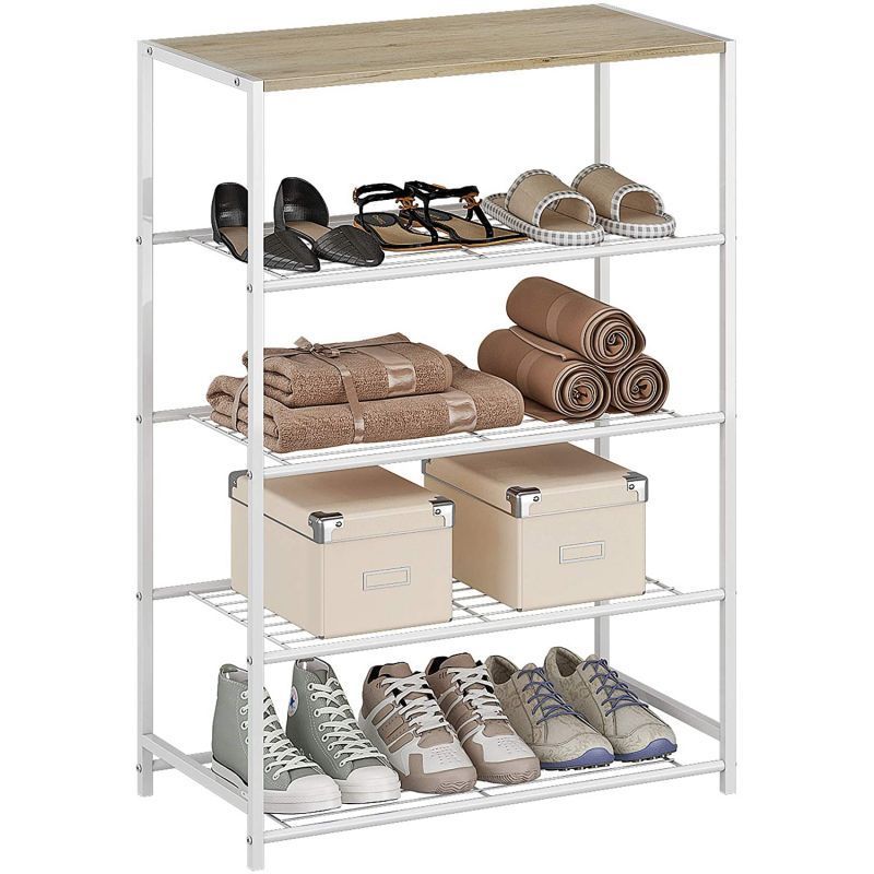 High Quality Living Room Furniture 2 3 tier Metal Shoe Rack With Wood Frame For Home