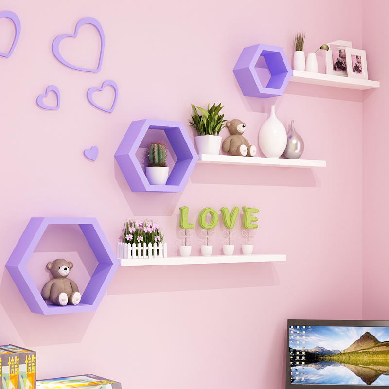 Free Sample 2021 Hot Sale Wooden 3D Hexagon Cube Wall Shelf